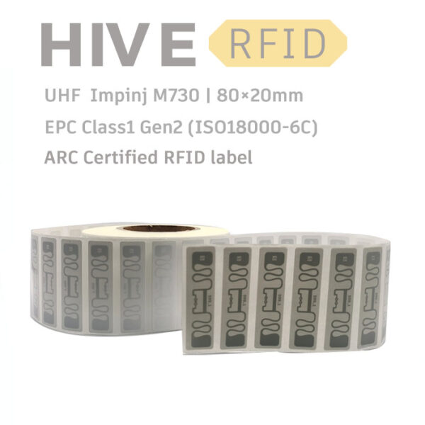 HiveRFID UHF ARC Certified RFID Label tag Impinj M730 80×20mm