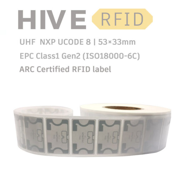 HiveRFID UHF ARC Certified RFID Label tag NXP UCODE 8 53×33mm