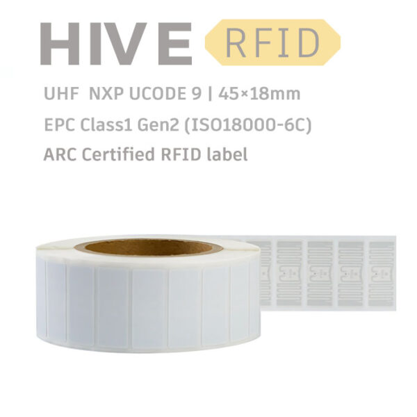HiveRFID UHF ARC Certified RFID Label tag NXP UCODE 9 45×18mm