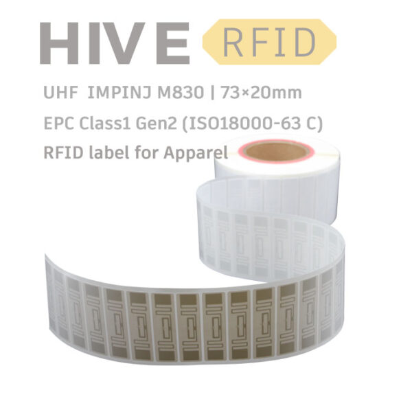 HiveRFID UHF RFID Label tag IMPINJ M830 73×20mm for Apparel management